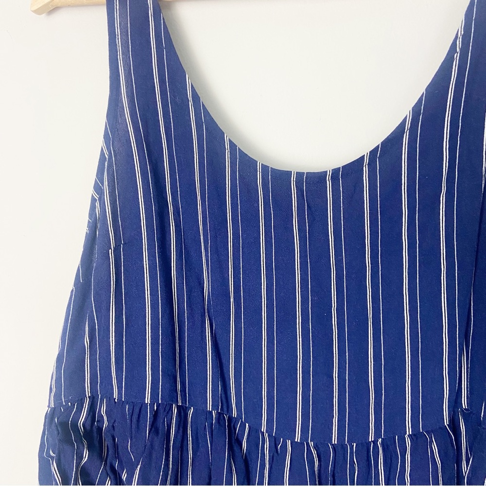 L.A Hearts Blue Striped Cropped Babydoll Tank with Tie Back - Picture 2 of 5